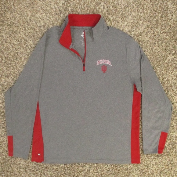 Indiana University Sweatshirt Men's XL Gray Red‎ 1/4 Zip Pullover Colosseum - Picture 1 of 7